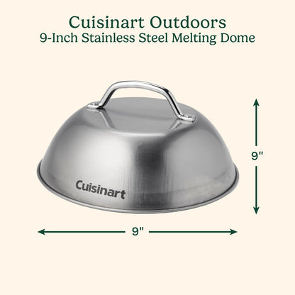 Cuisinart 9” Stainless Steel Melting Dome, Griddle Accessories for Flat Top Cooking, Basting Cover for Enhanced Flavor and Steaming Vegetables, Perfect for Indoor and Outdoor Cooking