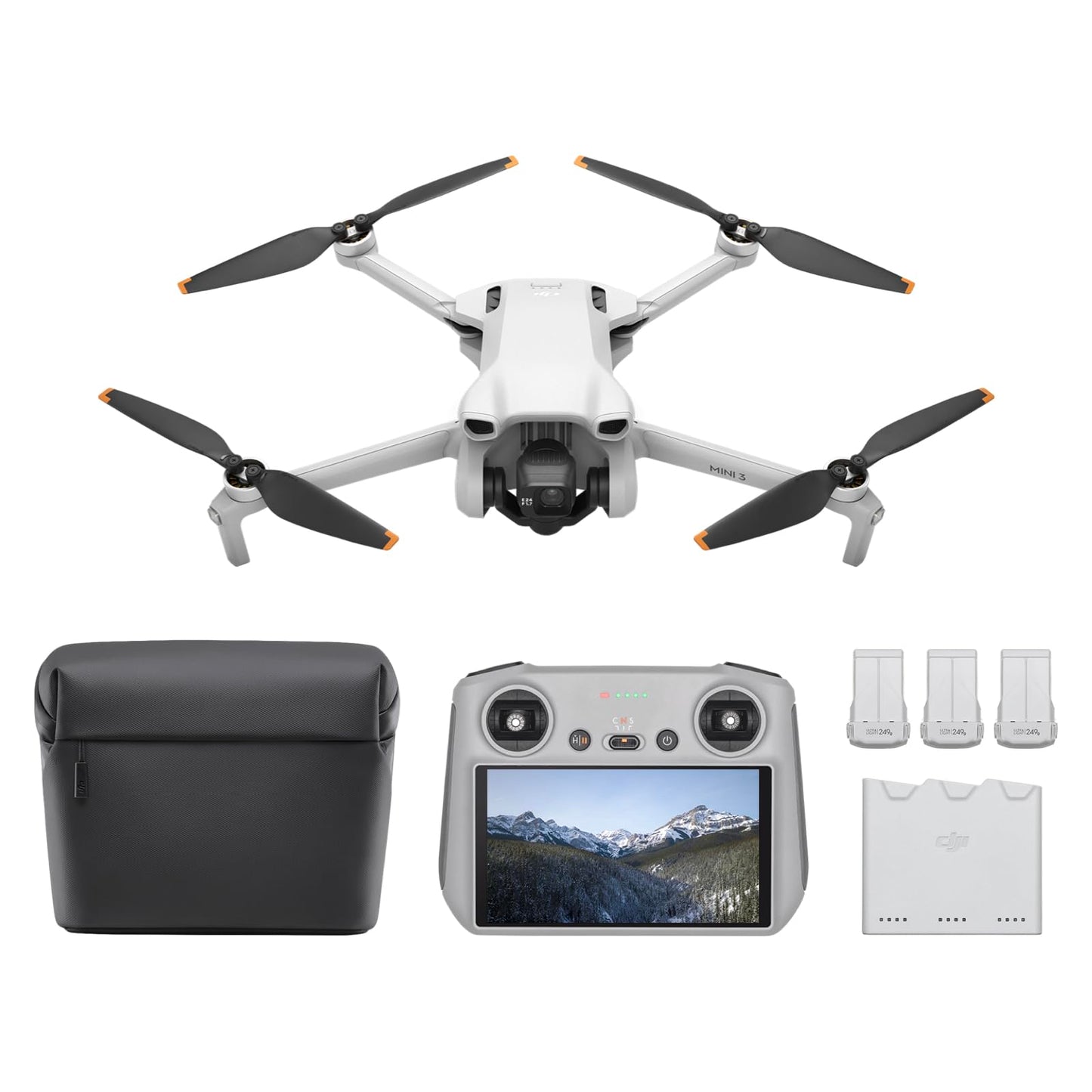 DJI Mini 3 Fly More Combo (DJI RC), Drones with Camera for Adults 4K, 3 Batteries for 114-min Flight Time, Vertical Shooting, 32800ft (10km) Video Transmission, Lightweight Mini Drone for Beginners