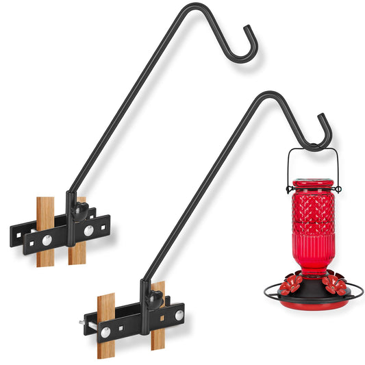 FEED GARDEN 2 Pack 13.5 Inch Deck Hooks for Vertical Railing, Adjustable Deck Bird Feeder Hanger for Hanging Lanterns, Wind Chimes, Flower Baskets, Suet Feeders