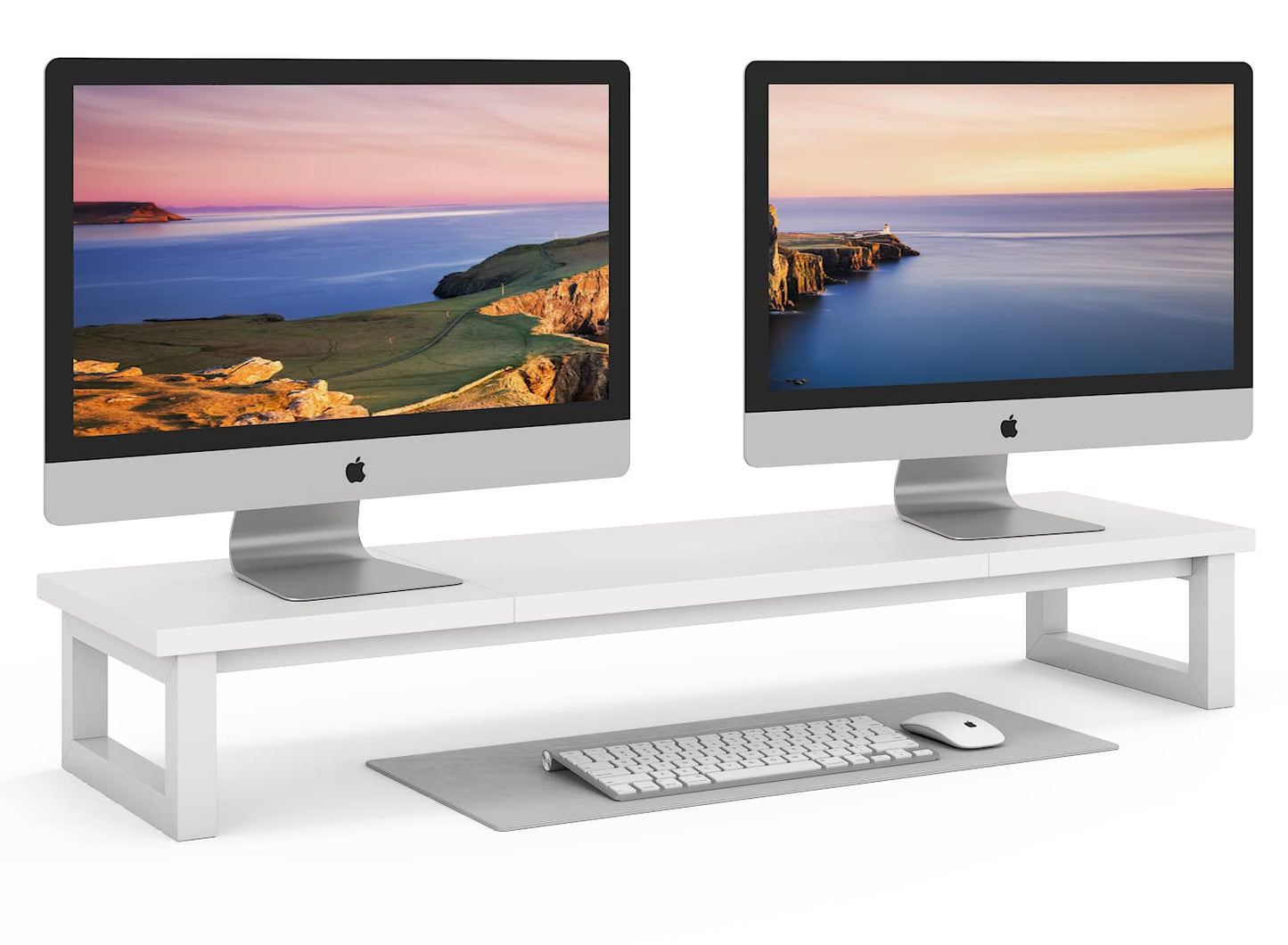 YAOHUOO Dual Monitor Stand Riser, 39Inch Large Monitor Stands for 2 Monitors, Computer Monitor Stand, Wooden Desktop Oraganizer Shelf for Office Desk Computer,Laptop,TV