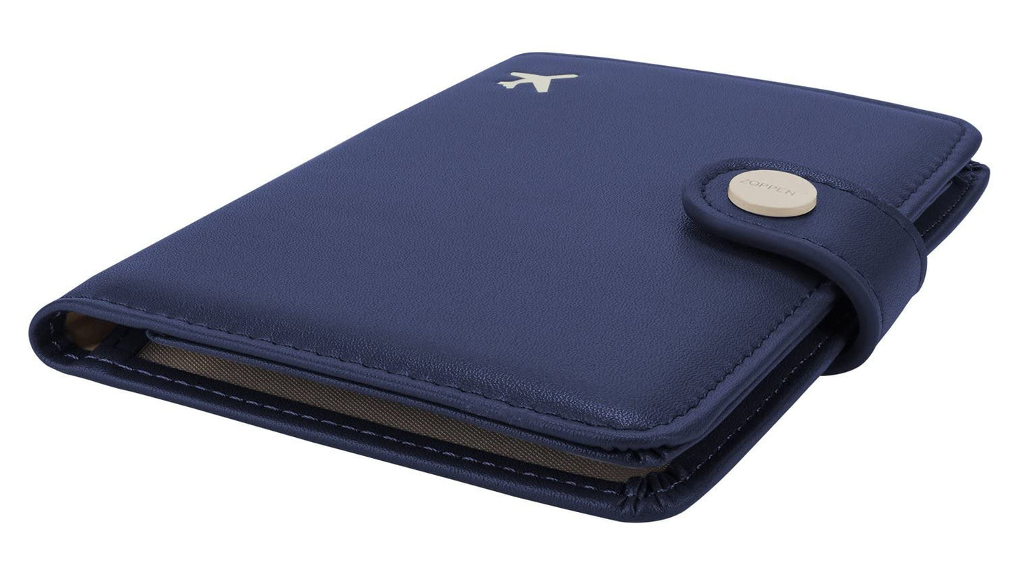 ZOPPEN Passport Holder Women Men, Passport Cover Travel Wallet Rfid Blocking Passport Wallet Cover Case Travel Essentials Document Organizer, Navy Blue
