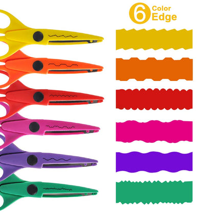 UCEC Craft Scissors - Decorative Edge, 6 Pack Extended Pattern Scissors with Different Designs, Fun for Kids, Teachers, Crafts, Scrapbooking, DIY Photos, Album