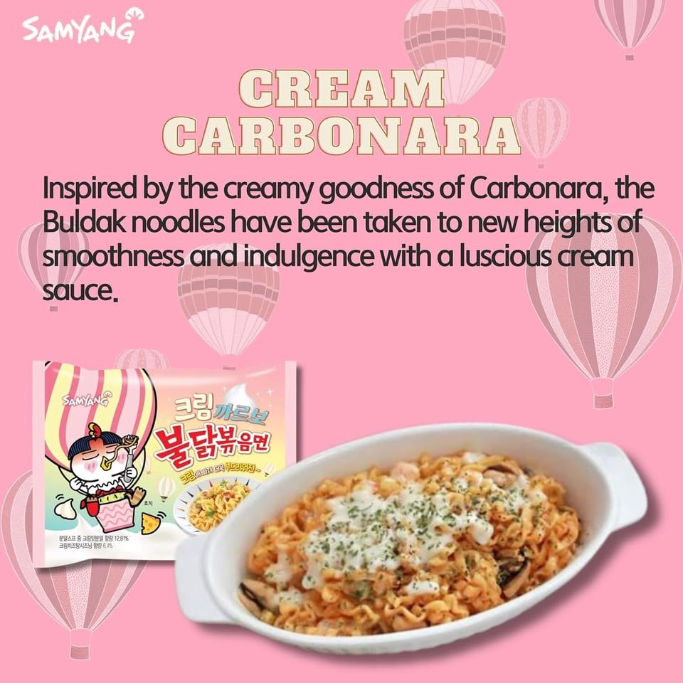 Samyang Buldak Hot Spicy Chicken Ramen Noodle Korean Stir-Fried Ramen (10, 2 Carbonara, Cheese, Cream Carbonara, 2X Spicy, Habanero Lime, Quattro Cheese, Original, Stew, Tom Yum)