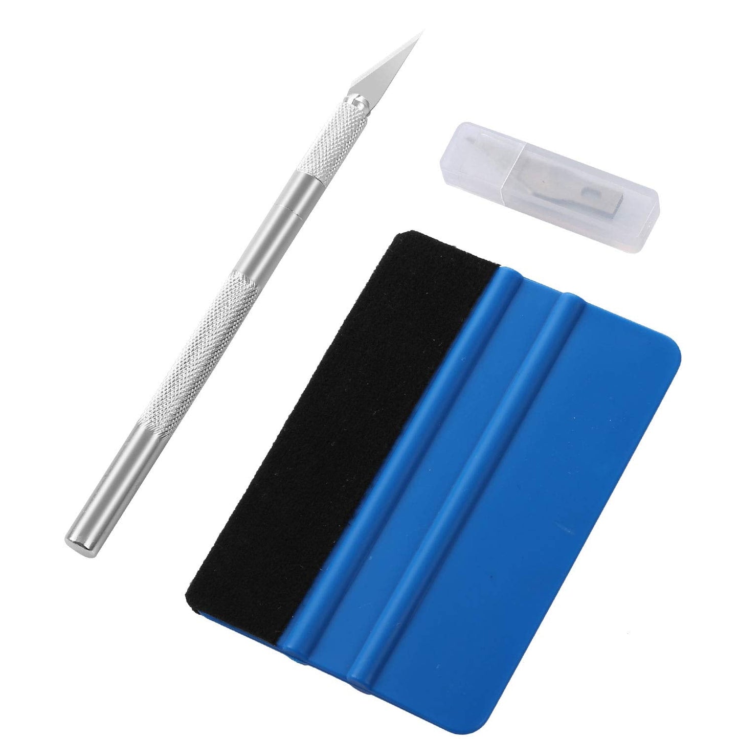 GISSVOGEEK Car Window Film Tinting Tools, Vinyl Wrap Kit, Precut/Auto Window Tint Tool Kit, Window Tint Installation Kit, Wallpaper Smoothing Tool with Felt Squeegee & Craft Knife (Blue)