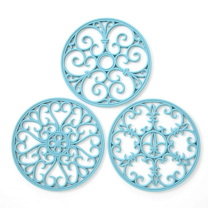 Silicone Trivet Mat - Non-Slip & Heat Resistant Kitchen Pads for Countertops & Table - Trivets for Hot Dishes & Cookware - Pot Holder for Pots & Pans - Turquoise, Set of 3