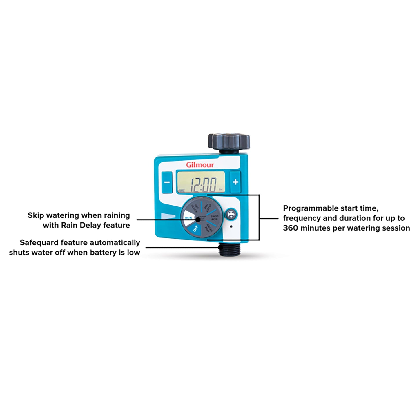 Gilmour Single Outlet Electronic Water Timer for Garden Hose, Irrigation Timer for Sprinklers and Drip Lines, Blue