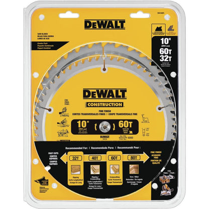 DEWALT 10-Inch Miter / Table Saw Blade, ATB, Thin Kerf, Crosscutting, 5/8-Inch Arbor, 60-Tooth (DW3106)
