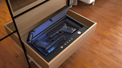 awesafe Upgraded Size Gun Safe with Fingerprint Biometric, Keypad Password and Key Lock for Two Handgun Capacity