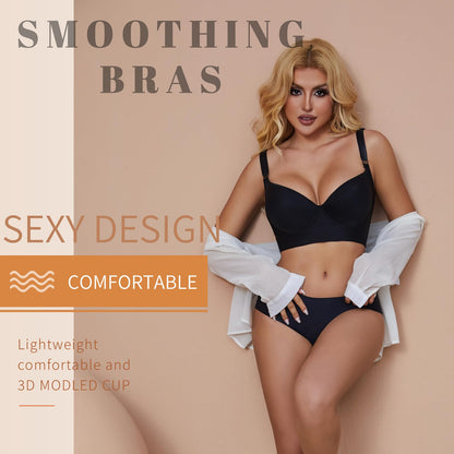 Simpyiss Bra Push Up She Curve Back Smoothing Bra Posture Corrector Bra(Black,38D)