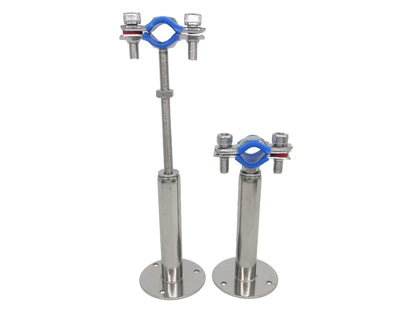 Stainless Steel Adjustable Pipe Clamp Bracket - Wall/Ceiling Mount Support for 1/2-Inch (19mm) Pipe, Heavy-Duty Rustproof Brackets with Screws, Extended Type, Set of 2