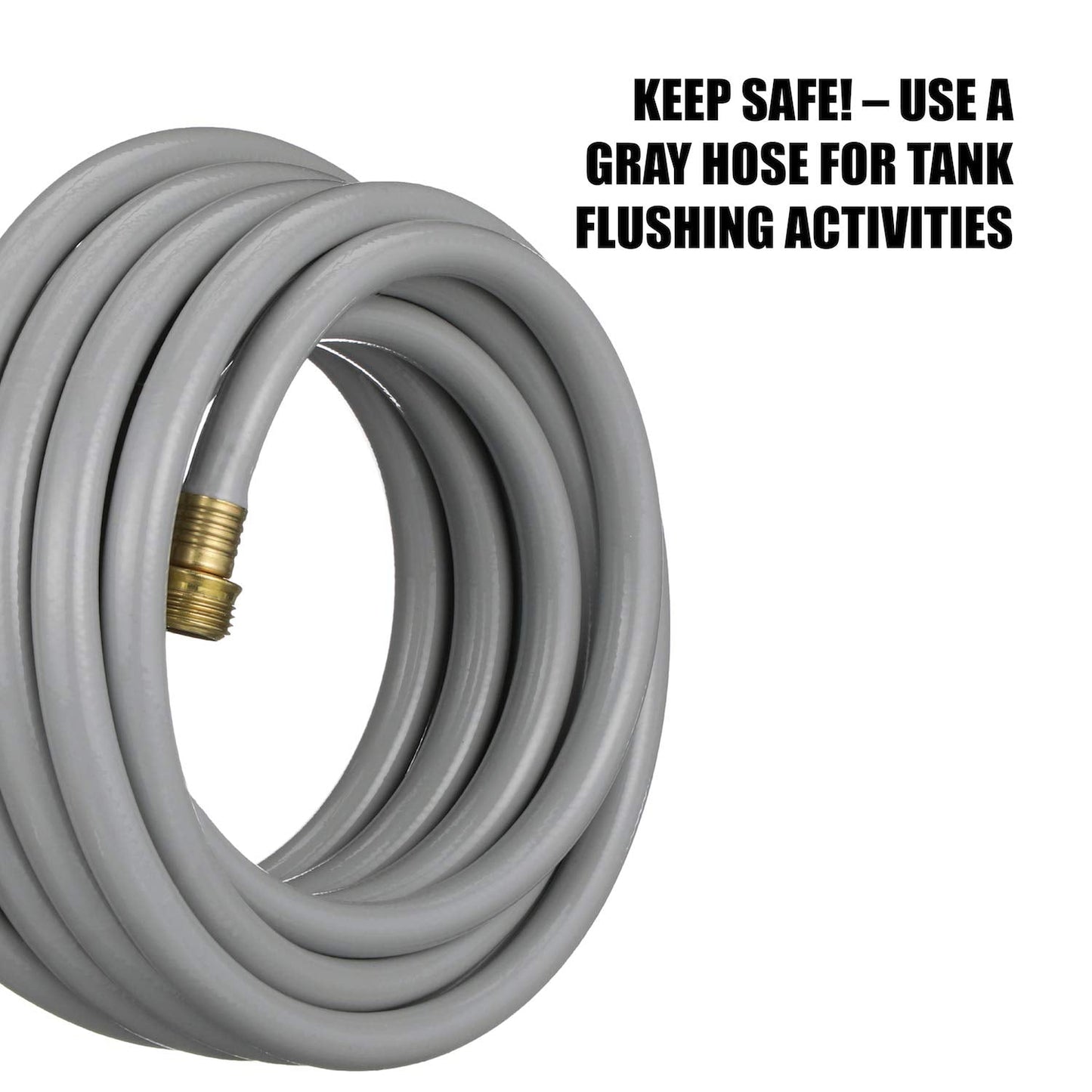 Valterra Flushing Hose for RVs, Campers, Trailers - 1/2" x 25', Gray