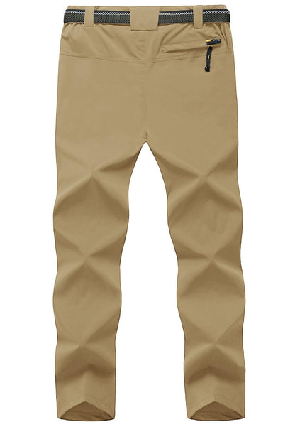 TBMPOY Men's Windproof Waterproof Athletic Pants for Outdoor Work Hiking Breathable Pants Thin Khaki L