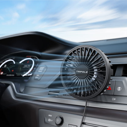 TriPole Car Fan USB Powered - Powerful 3 Speed, Portable Cooling Clip Fan for Car Vent, Quiet Brushless Motor, 360 Degree Rotatable, Air Circulation for Vehicle, Van, Truck, SUV, RV