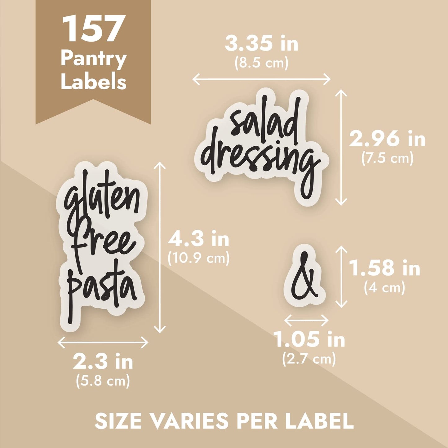 Talented Kitchen Pantry Labels for Food Containers 157 Piece - Preprinted Black Script Kitchen Food Organization Labels for Storage and Jars (Water-Resistant)