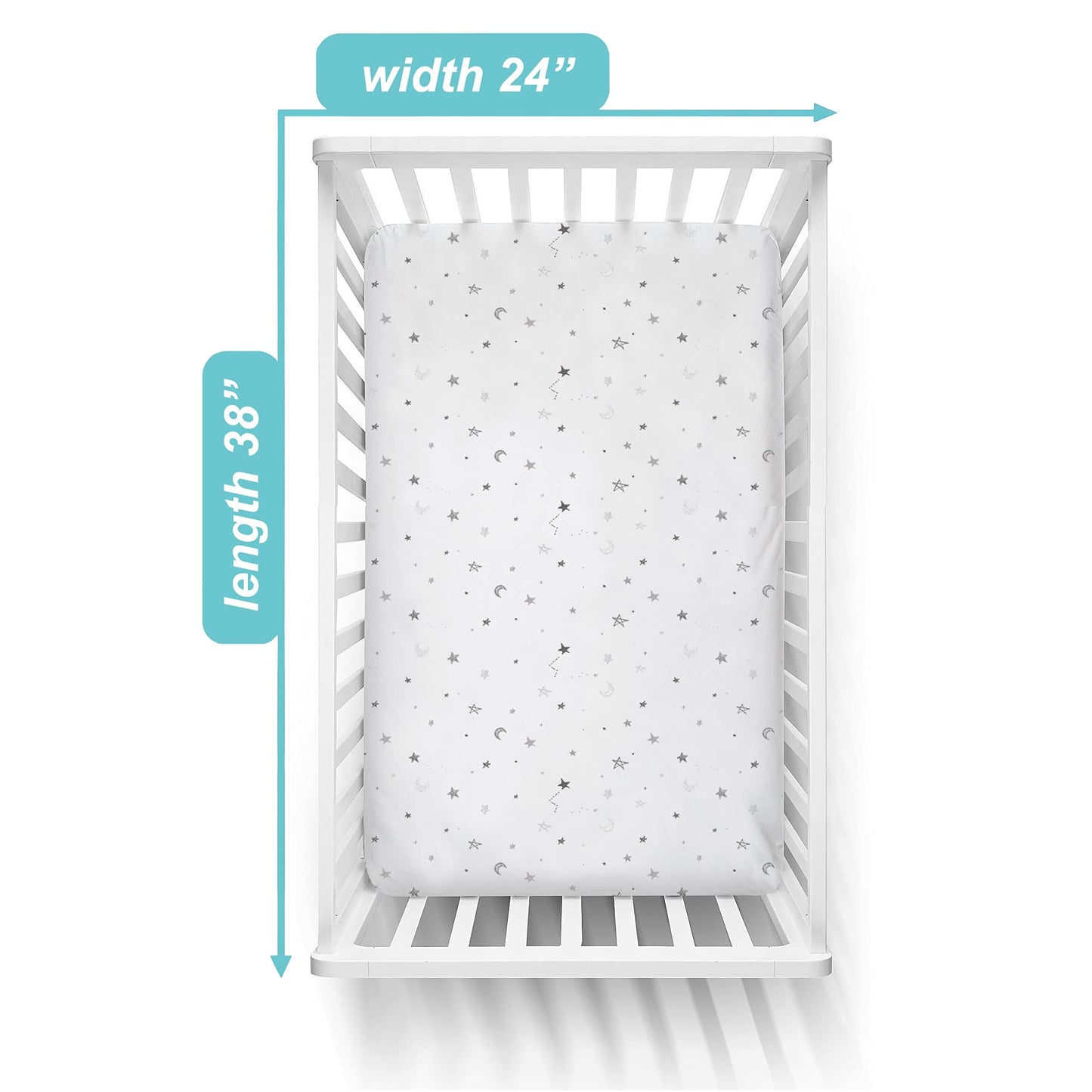 American Baby Company 3 Pack 100% Natural Cotton Fitted Mini Crib Sheets 38" x 24" - Soft & Breathable Small Nesting Portable Sheets, Fits Pack N Play Mattresses, Gray Star/Zigzag, for Boys & Girls