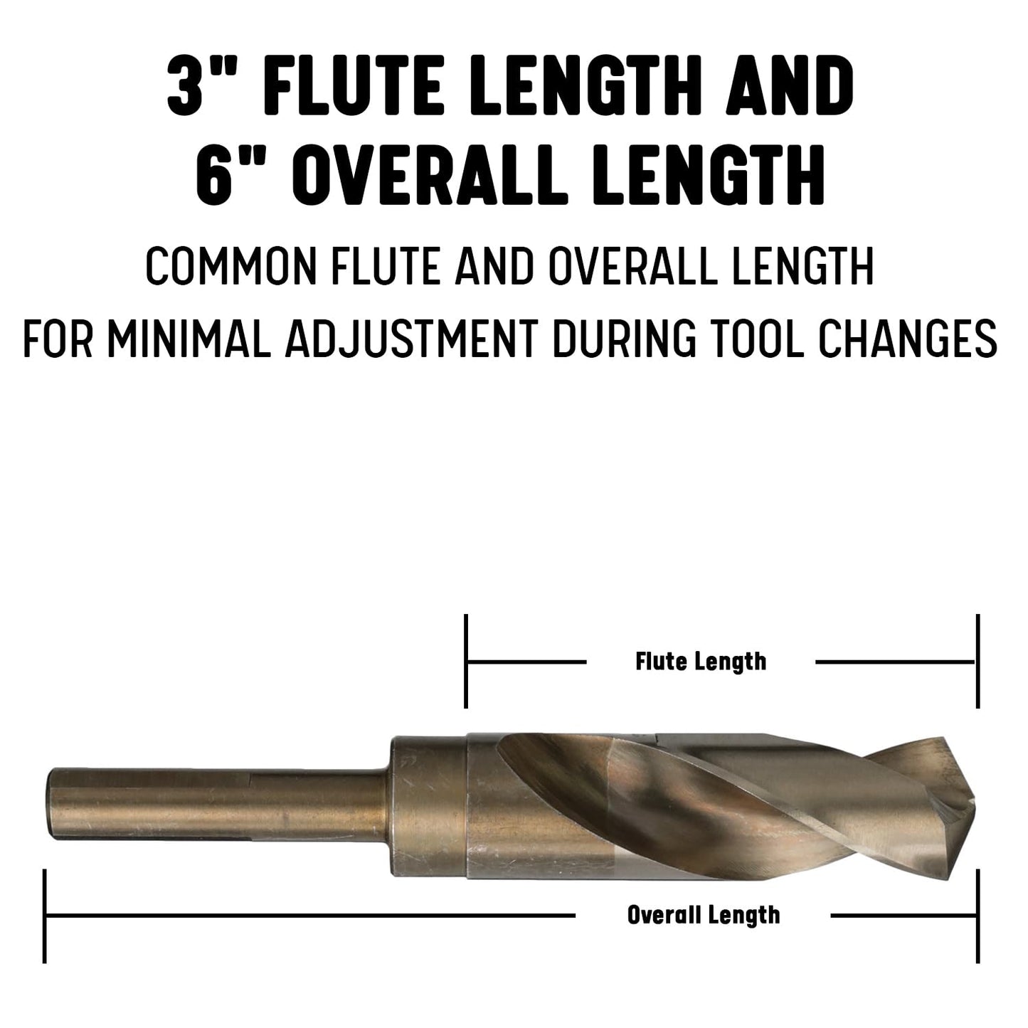 Drill America - DWDCO1-1/8 1-1/8" Reduced Shank Cobalt Drill Bit with 1/2" Shank, DWDCO Series