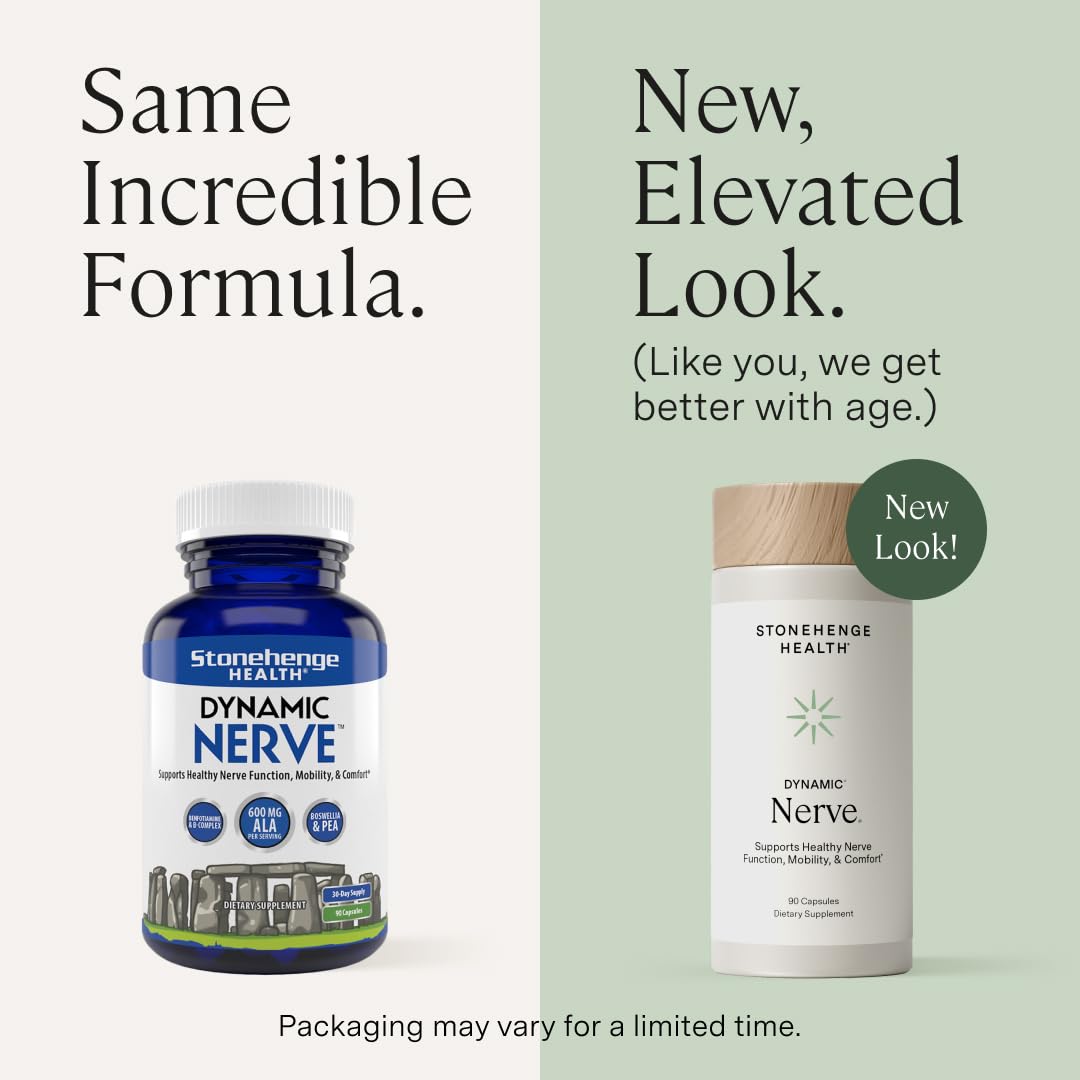 Stonehenge Health Dynamic Nerve Supplement - Supports Nerve Function in Fingers, Toes, Hands, and Feet with Alpha Lipoic Acid ALA, Benfotiamine, Pea, Robust B Complex, Boswellia