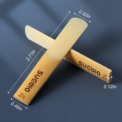 SUEWIO Bb Clarinet Traditional Reeds, Strength 2.5, 10 Pack with Portable Case