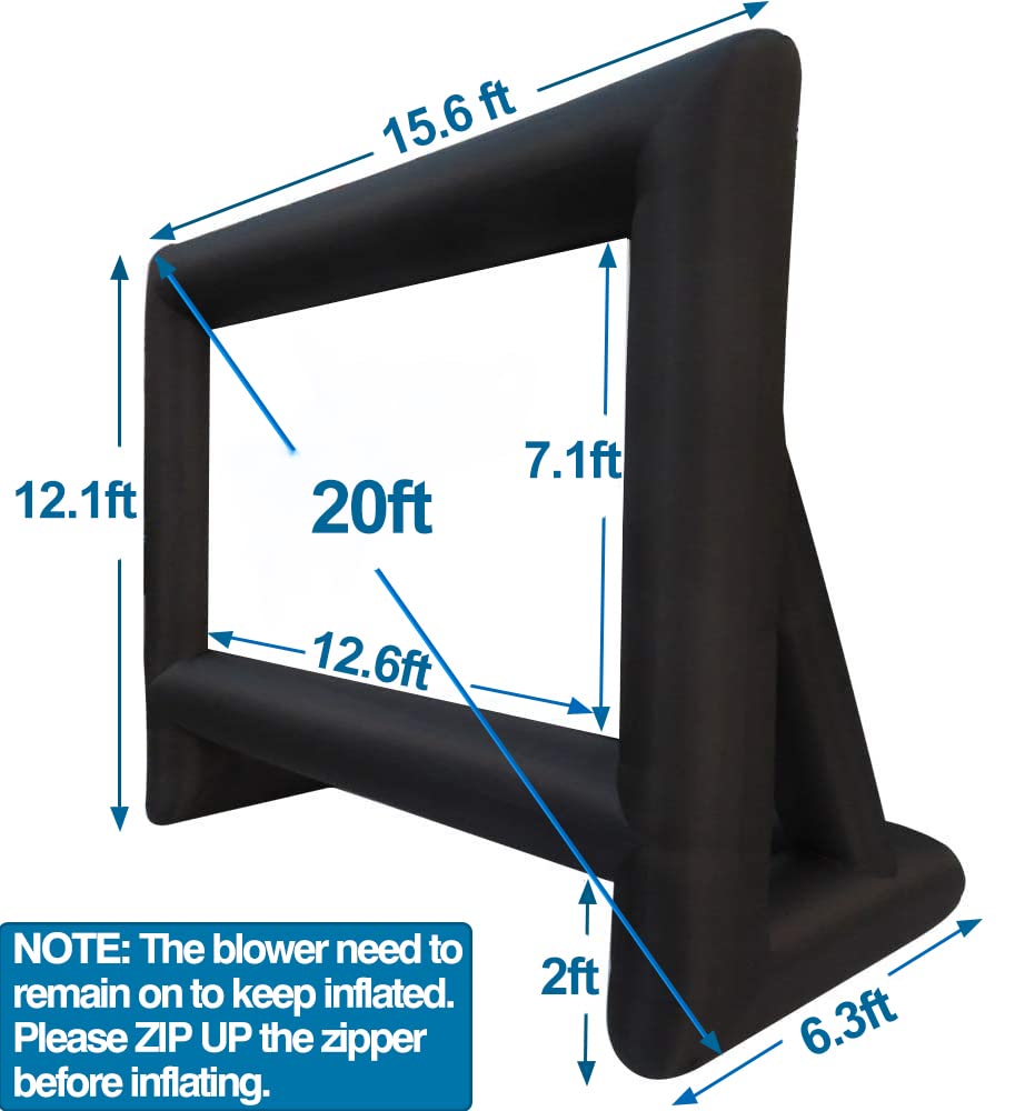 XHYCPY 20 Feet Inflatable Projector Screen Outdoor Inflatable Movie Screen with Air Blower Storage Bag, Easy Set Up Blow Up Screen for Backyard Movie Night, Theme Parties, Celebrations