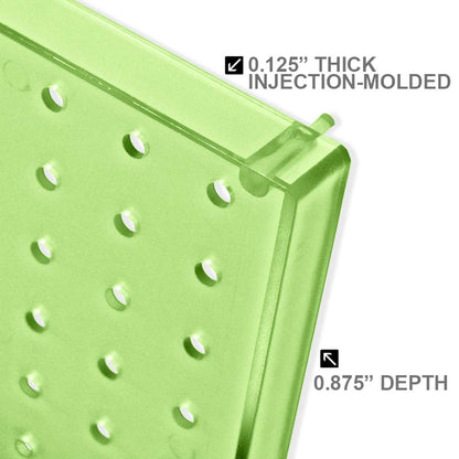 Azar Displays 771620-GRE Plastic Pegboard for Wall Organization - Garage Tool Organizer Wall Mount (Pack of 2) - 1-Sided Durable Wall Panel Organizer (16” W x 20” H x 1” D) - Garage Organizer (Green)