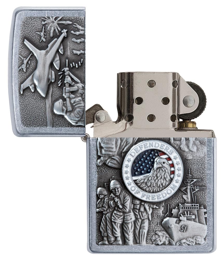 Zippo Defenders of Freedom Emblem Street Chrome Pocket Lighter