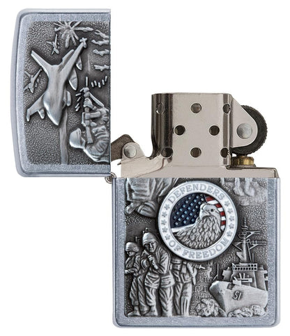 Zippo Defenders of Freedom Emblem Street Chrome Pocket Lighter
