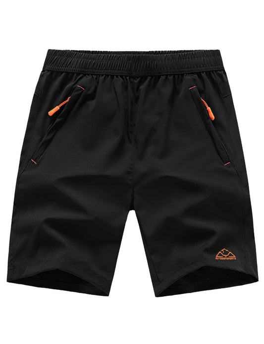 TBMPOY Men's 7" Hiking Running Shorts with Pockets Athletic Outdoor Sports Gym Workout Short Zipper Pockets Black XL