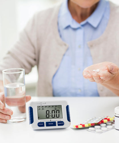 TabTime Pill Reminder with 8 Alarms per Day, Pill Tracker, Pill Timer, Medication Reminder Devices, Medication Tracker, Essential Parkinson's Patient Gadget