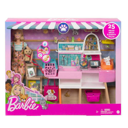 Barbie Doll & Playset, Pet Boutique with 4 Pets, Color-Change Grooming Feature & 20+ Themed Accessories