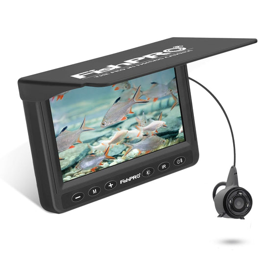 [FishPRO® 2026 Upgrade] Underwater Fishing Camera 4.3'' HD 1000 TVL, Pocket Ice Fishing Camera Underwater for Fish, Portable Fish Finder w/LCD Monitor, IR+LED for Ice Lake Sea Boat Kayak Fishing