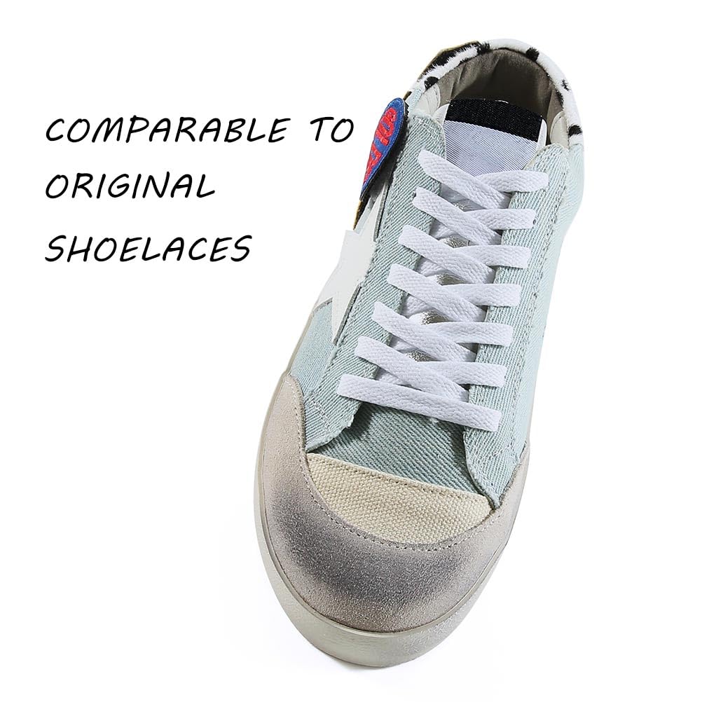VSUDO 54 Inch Flat Snow White Shoe Laces for Sneakers, Shoelaces for Sneakers, Replacements Shoe Strings for Women or Men (2 Pairs-Snow White-137CM)