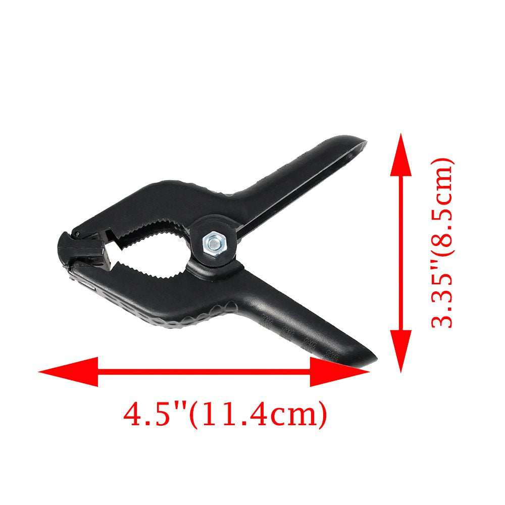 SLOW DOLPHIN Heavy Duty Spring Clamps Clip 4.5 Inch for Muslin/Paper Photo Studio Backdrops Background-6 Pack(Black)