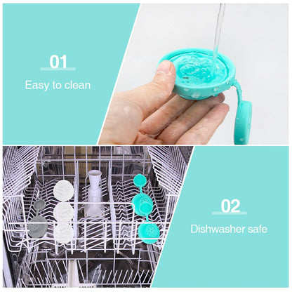 Sophico Small Salt and Pepper Shakers Set with Moisture Proof Sinlicone Lids, 4.5oz Mini Spice Shaker to go for Camping Travel Picnic Lunch Boxes (Mint & Grey, Medium & Large)