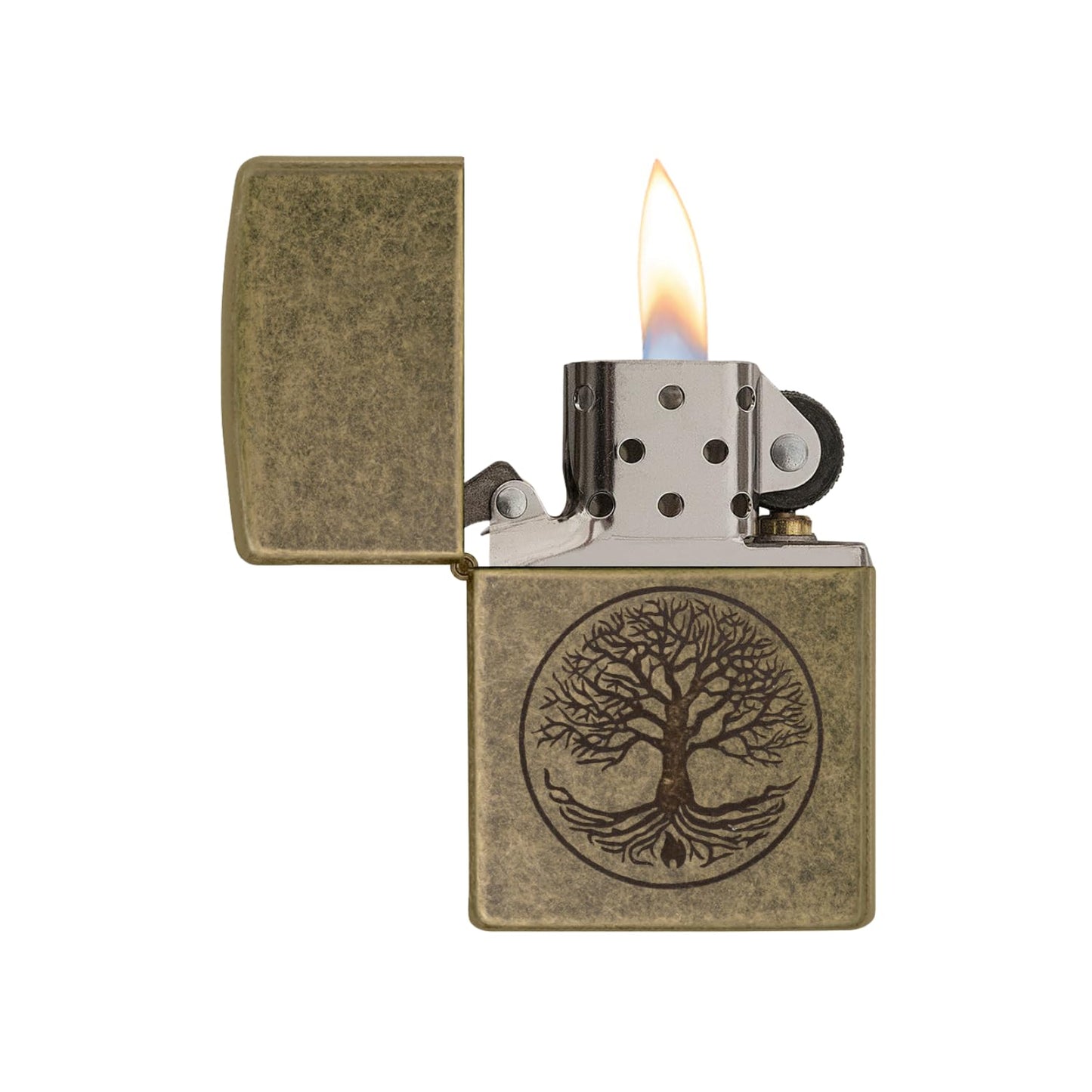 Zippo Tree of Life Pocket Lighter, Antique Brass, One Size (29149)