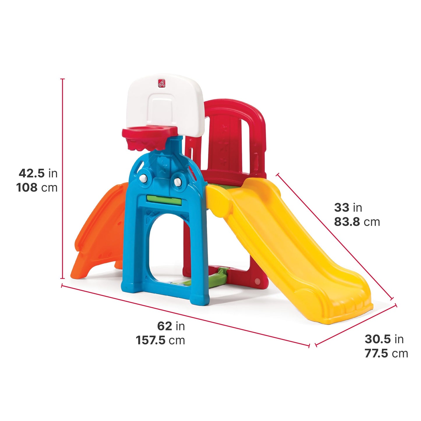 Step2 Game Time Sports Climber, Kids Indoor/Outdoor Playset, Backyard Playground Set, Slide, Climbing Wall, Basketball Hoop, Outside Jungle Gym, For Toddlers 2-6 Years Old