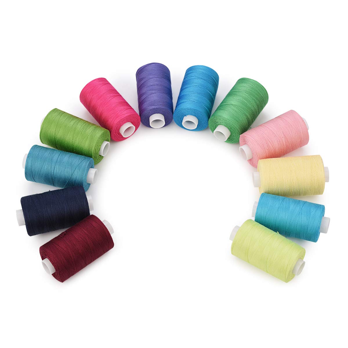 Simthread 12 Colors All Purposes Cotton Quilting Thread for Piecing Sewing Appliqué Embroidery etc