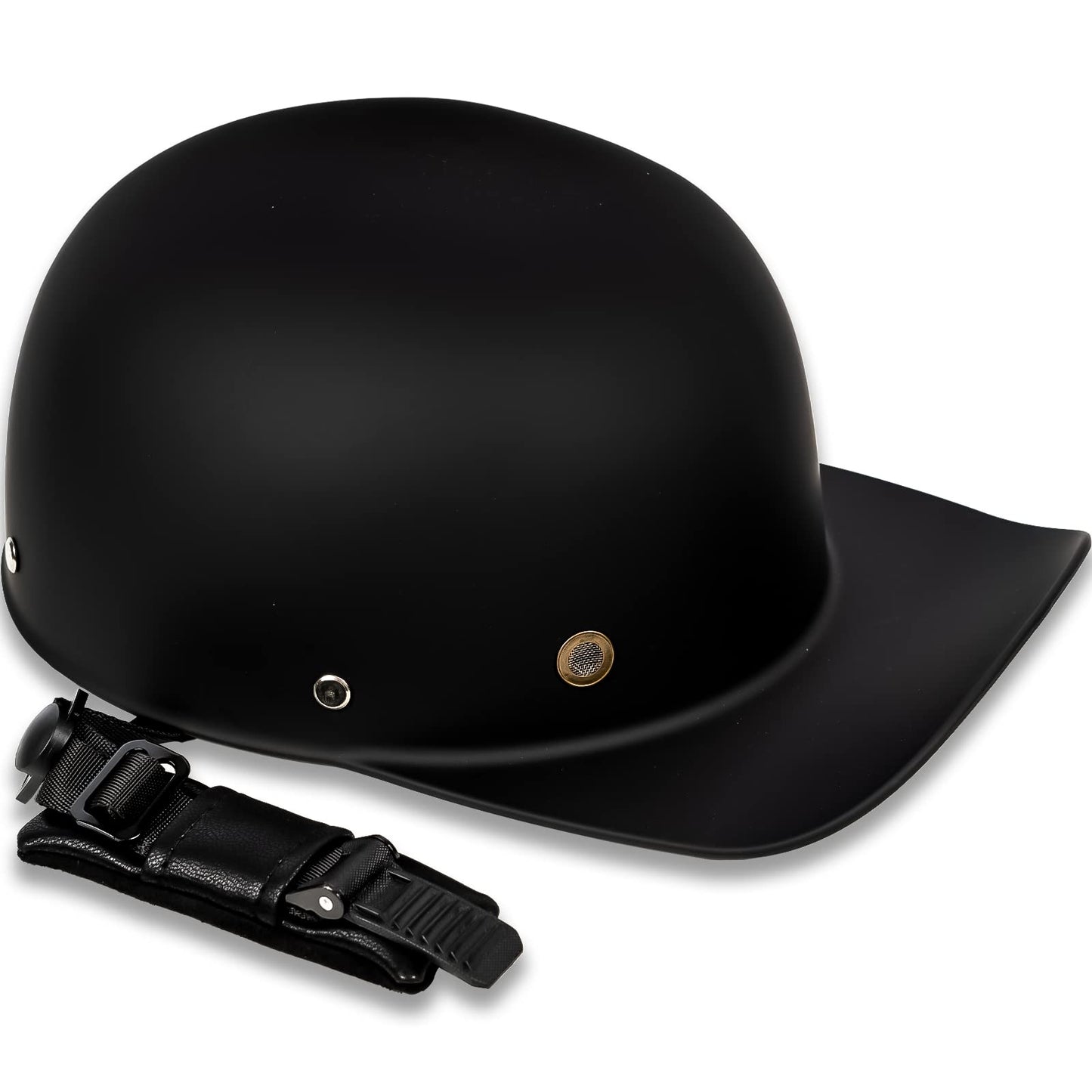 Yesmotor Baseball Style Cap Retro Motorcycle Helmet Unisex-Adult - DOT Approved (Matte Black, L)