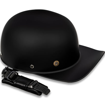 Yesmotor Baseball Style Cap Retro Motorcycle Helmet Unisex-Adult - DOT Approved (Matte Black, L)