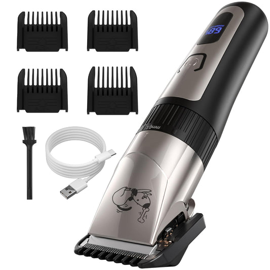 AJELU Dog Grooming Clipper Kit, Cordless Low Noise Rechargeable Electric Trimmer With Adjustable Comb & Detachable Blades, Suitable for Dogs, Cats, Pets