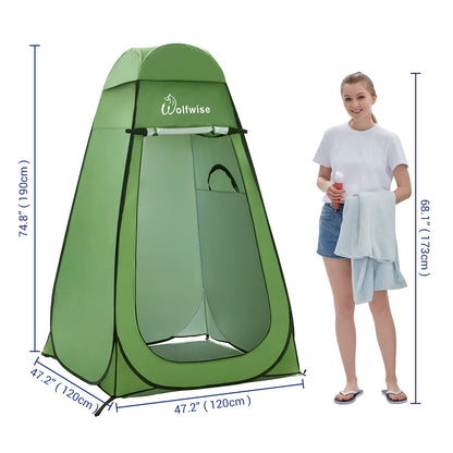 WolfWise Pop Up Privacy Shower Tent Portable Outdoor Sun Shelter Camp Toilet Changing Dressing Room Medium, Green
