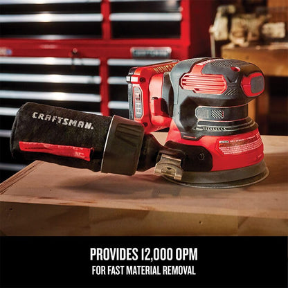 CRAFTSMAN V20 Orbital Sander, Cordless, 12,000 OPM, Bare Tool Only (CMCW220B)