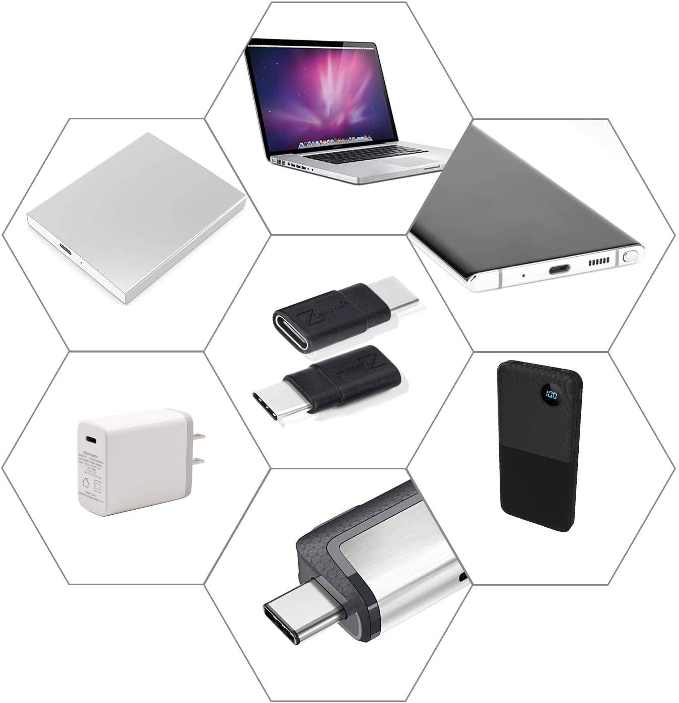 Cellularize USB C Extender Adapter Straight (2 Pack) 40Gbps 240W Cable Extension Type-C Low Profile Male to Female Thunderbolt QC & Data Transfer for USB-C Devices