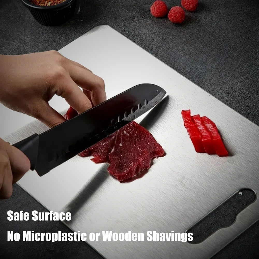 Titanium Cutting Board - 2025 New Upgrade 100% Pure Titanium Cutting Boards for Kitchen Double Sided Non Toxic Titanware Cutting Board,Hygiene Durable Dishwasher Safe Chopping Board (12"L x 9"W)