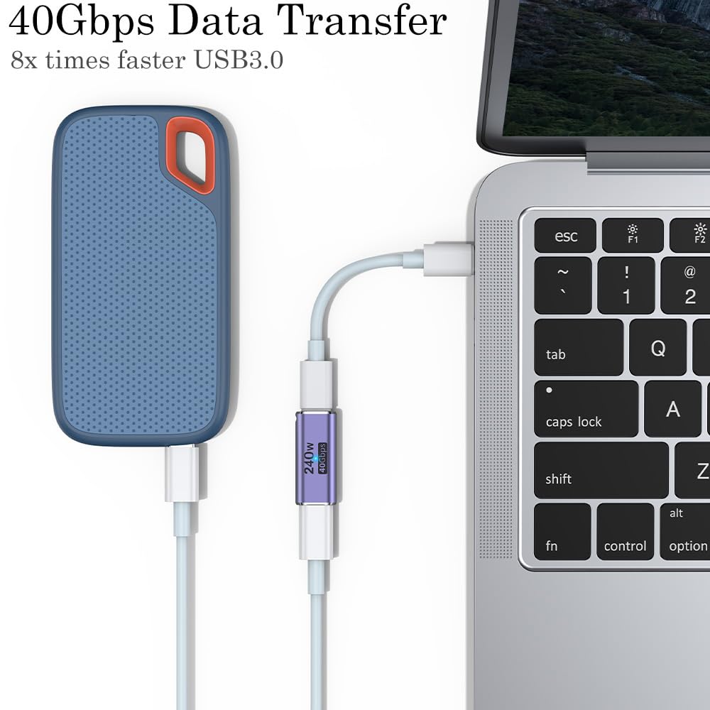 AuviPal 240W USB C Coupler (2 Pack), USB Type C Female to Female Adapter Extender Compatible with Thunderbolt 4/3 Support up to 240W Charging, 40Gbps Data Transfer and 8K@60Hz Video