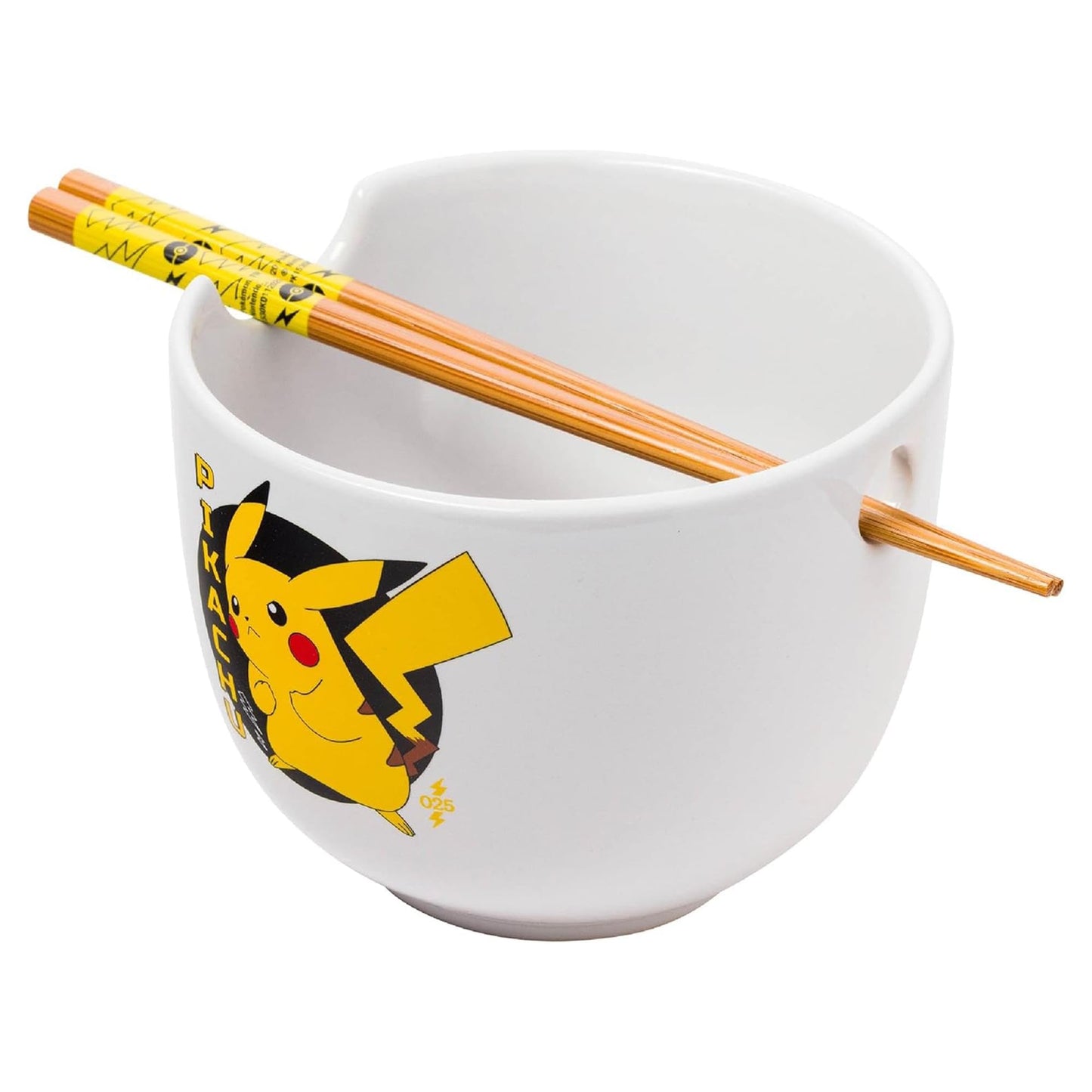 Silver Buffalo Pokemon Pikachu Ceramic Ramen Noodle Rice Bowl with Chopsticks, Microwave Safe, 20 Ounces