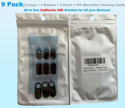 California JOS 9 Pack(3 Large + 3 Medium + 3 Small) 0.03 inch Ultra Thin Webcam Cover Slide Camera Blocker Protect Your Privacy Security for MacBook Air, Laptop, iPad, iMac, PC, iPhone