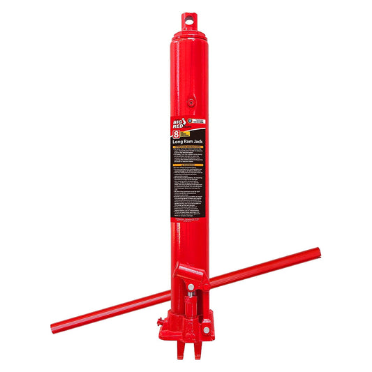 BIG RED T30806 Torin Hydraulic Long Ram Jack with Single Piston Pump and Clevis Base (Fits: Garage/Shop Cranes, Engine Hoists, and More): 8 Ton (16,000 lb) Capacity, Red