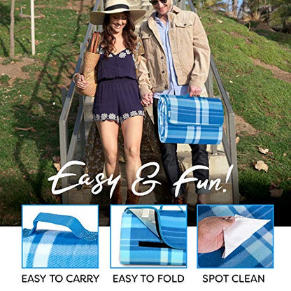 Scuddles Picnic Outdoor Blanket Park Blanket Beach Mat for Camping on Grass Oversized Seats 4 Adults Water Resistant Picnic Mat