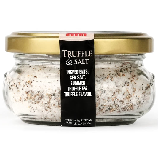 Casina Rossa Truffle & Salt, 3.5 oz Jar - Italian Sea Salt with Dried Black Summer Truffle for Seasoning, Finishing & Cooking