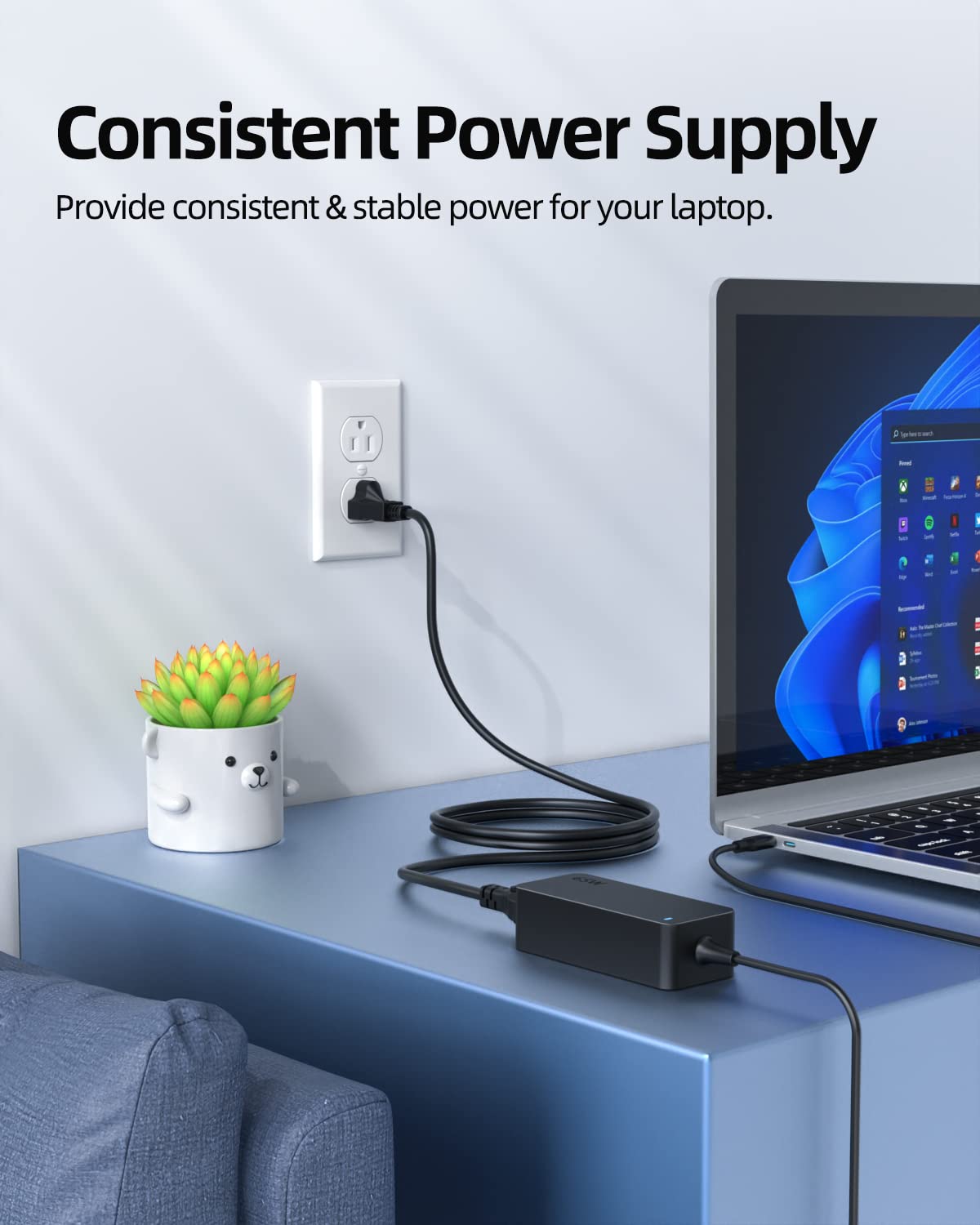 USB C Fast Charger Fit for Lenovo Laptop, Thinkpad, Yoga, Chromebook, Universal AC Adapter, 65W 45W (UL Safety Certified)